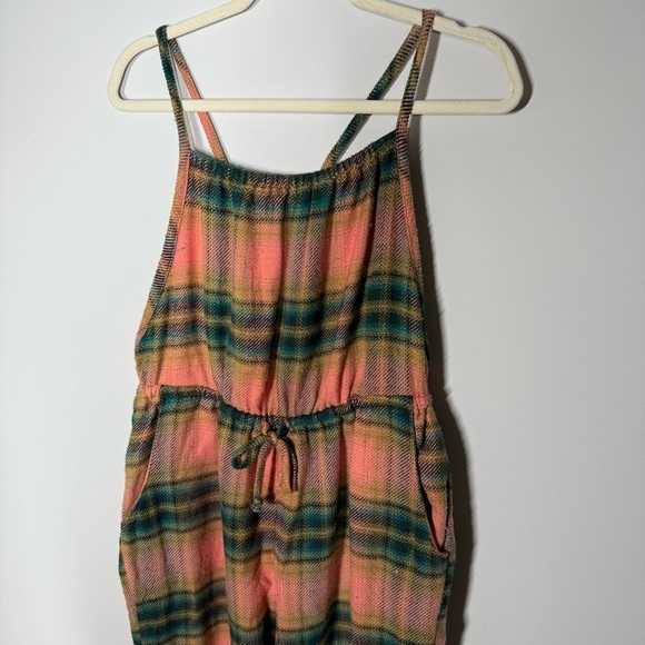 Urban Outfitters Pink Green Plaid Jumpsuit | Boho Relaxed One-Piece Size small - Picture 4 of 8